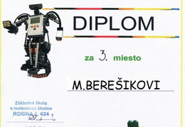 2019  dna 09-11-2019 BERESIK DIPLOM ROSINA sutaz v robotike 2019 -3 MIESTO sprint