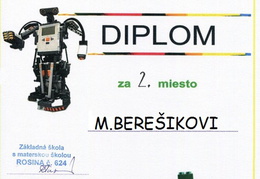 2019  dna 09-11-2019 BERESIK DIPLOM ROSINA sutaz v robotike 2019 -2 MIESTO sprint 