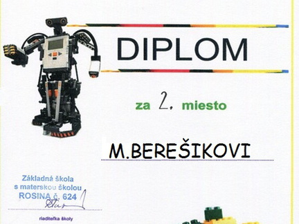 2019  dna 09-11-2019 BERESIK DIPLOM ROSINA sutaz v robotike 2019 -2 MIESTO sprint 